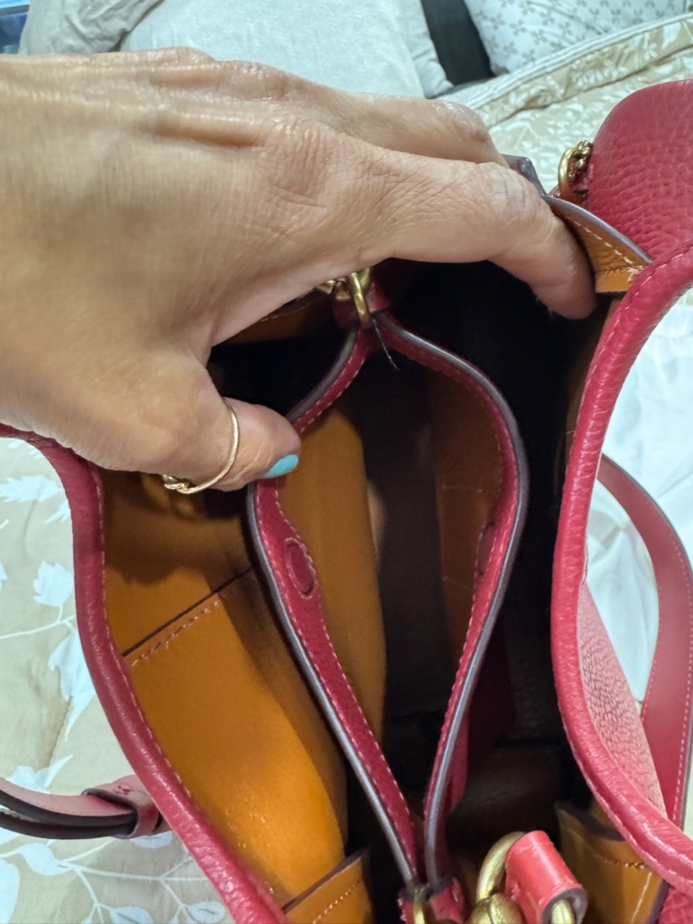 Coach Lana 24 - Pebbled Leather Mini Hobo in Deep Cherry Red with Gold Accents - Picture 8 of 12